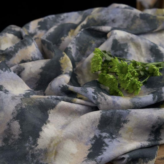 Print linen fabric by the yard