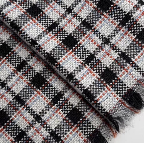Plaid wool fabric by the yard