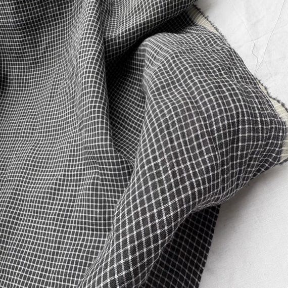 Plaid ramie fabric by the yard