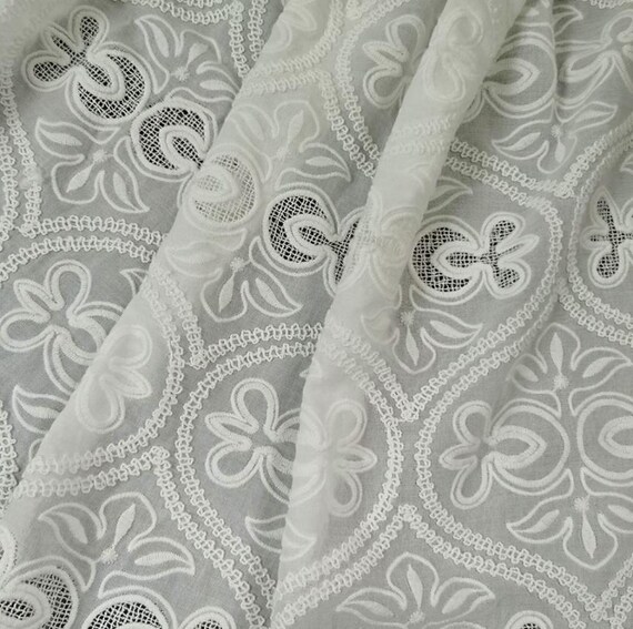 Embroidery cotton fabric By the yard