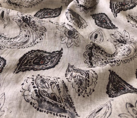 Print linen fabric by the yard