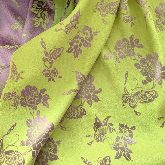 Jacquard Silk Fabric by the Yard Etsy