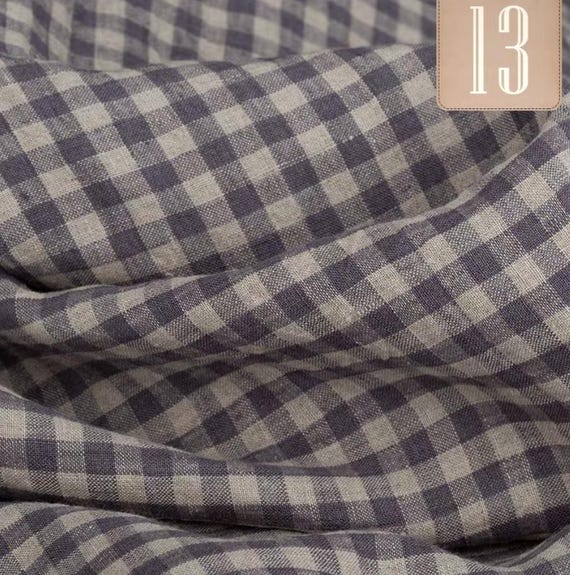 Plaid linen fabric by the yard