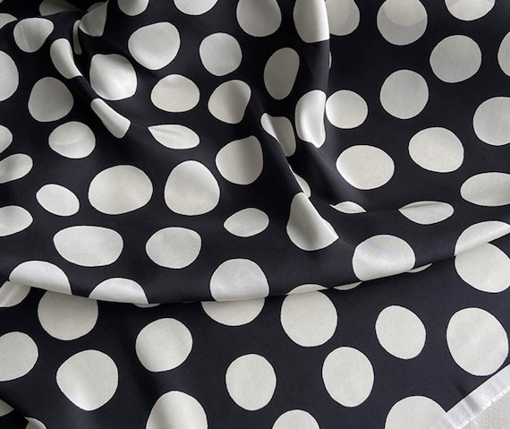 Polka Dots Print Doupion silk fabric by the yard
