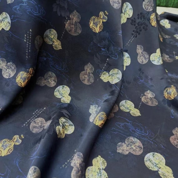 Jacquard Gambiered silk fabric by the yard