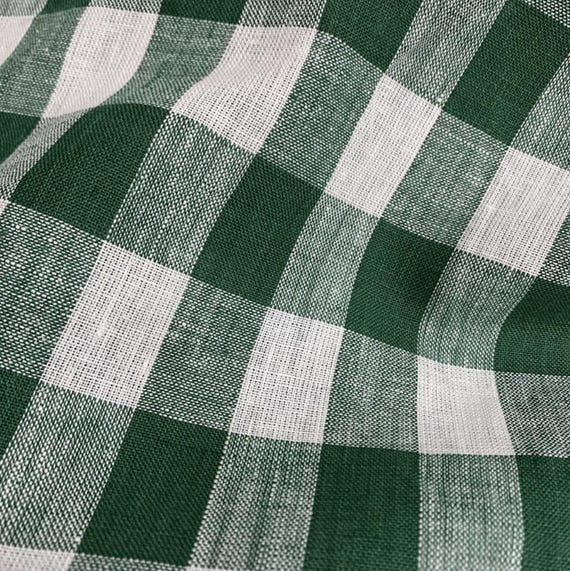 Plaid linen fabric by the yard