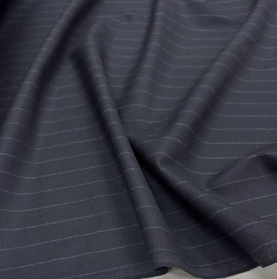 Striped Worsted Wool fabric by the yard