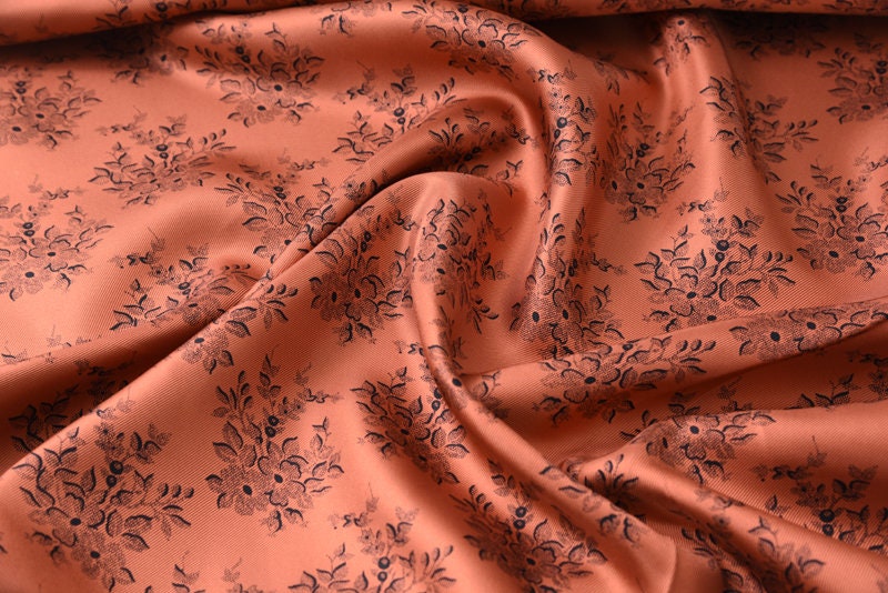 Floral twill silk fabric by the yard Etsy