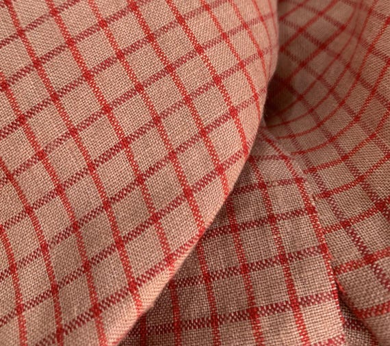 Plaid linen fabric by the yard