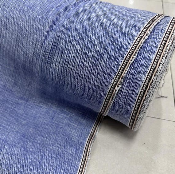 Herringbone linen fabric by the yard