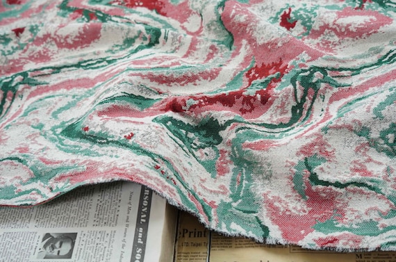 Abstract Jacquard brocade fabric by the yard