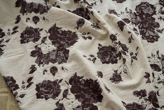 Jacquard linen cotton fabric by the yard