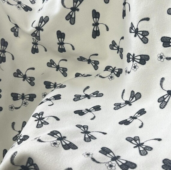 Dragonfly Embroidery fabric by the yard