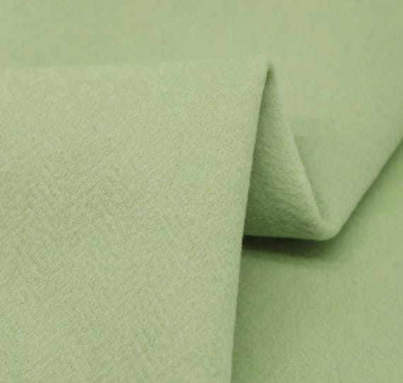 Green Herringbone double sided wool fabric by the yard