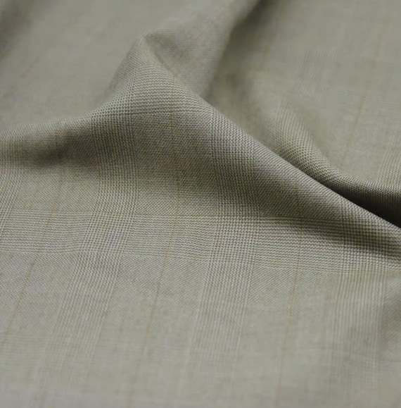 Checkered wool fabric, Plaid Worsted Wool fabric by the yard