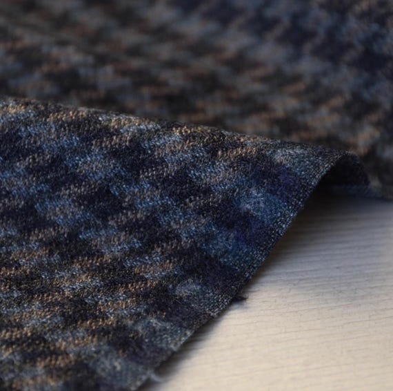 Houndstooth wool fabric by the yard