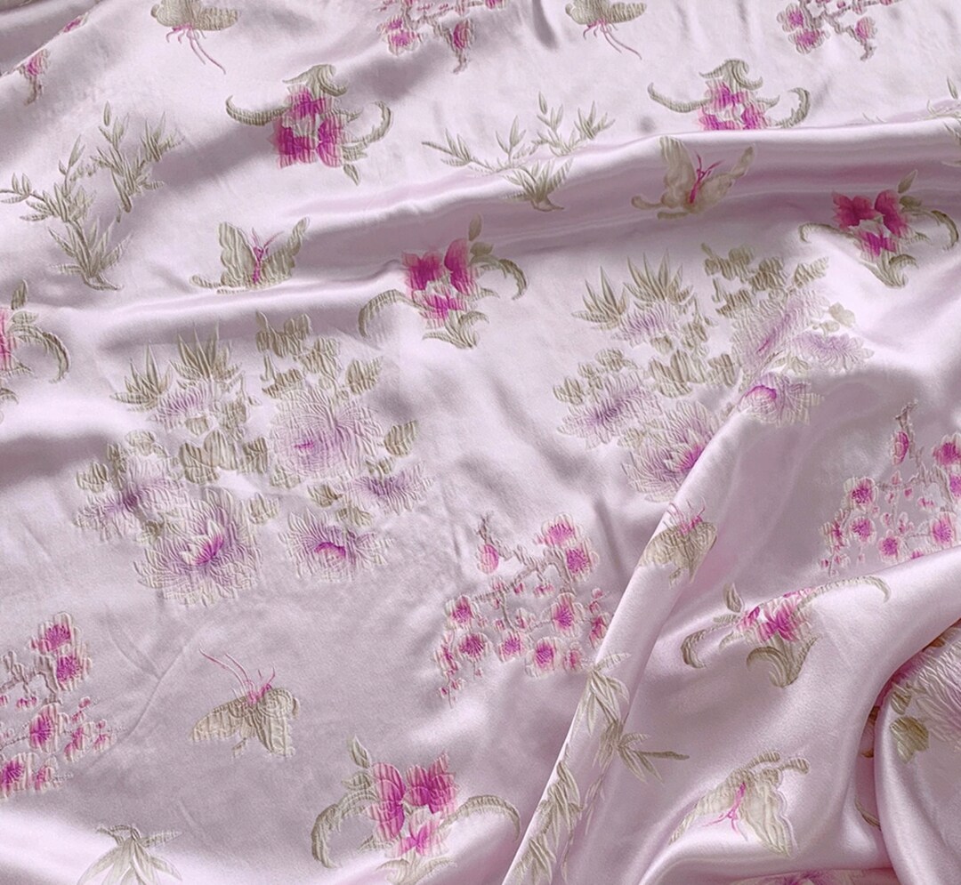 Jacquard Embossed Silk Fabric by the Yard Etsy