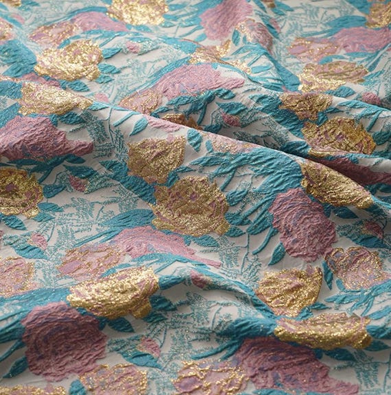 Jacquard brocade fabric by the yard