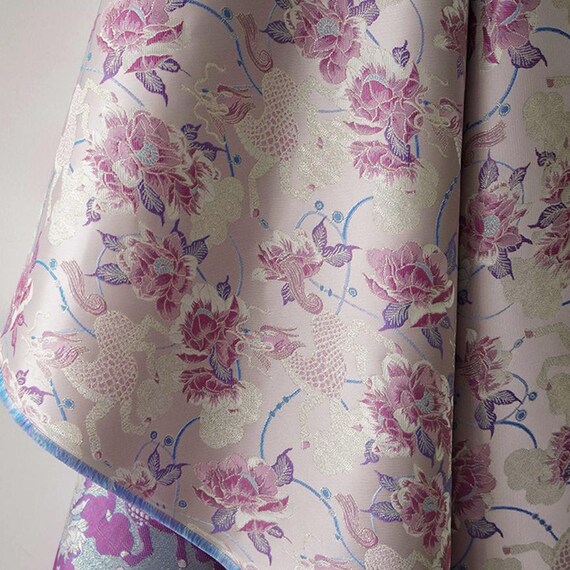 Jacquard brocade fabric by the yard