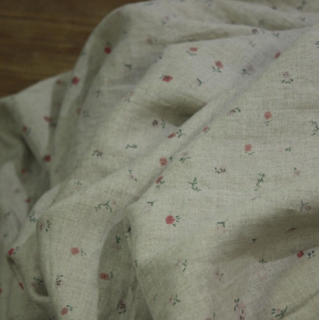 Print Floral Linen Fabric by the Yard - Etsy