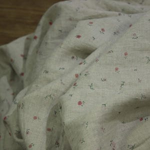 Print floral linen fabric by the yard