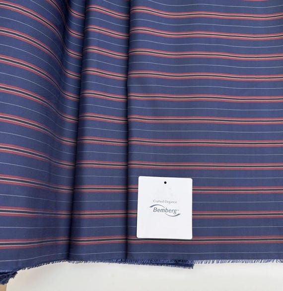 Striped Bemberg cupra fabric, Cupro lining fabric by the yard