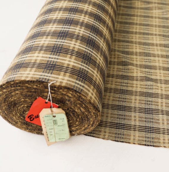 Plaid Silk linen fabric by the yard