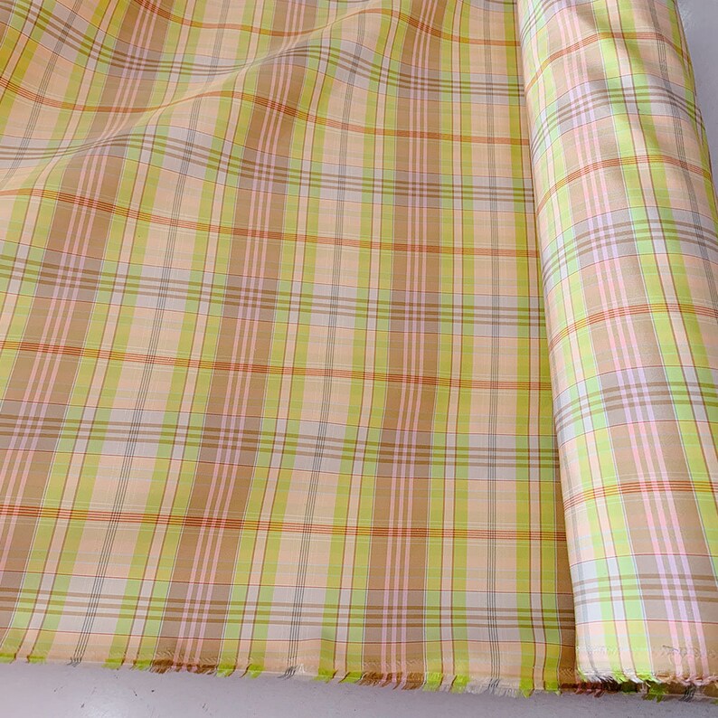 Plaid taffeta silk fabric by the yard Etsy
