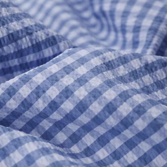 Textured plaid cotton fabric by the yard