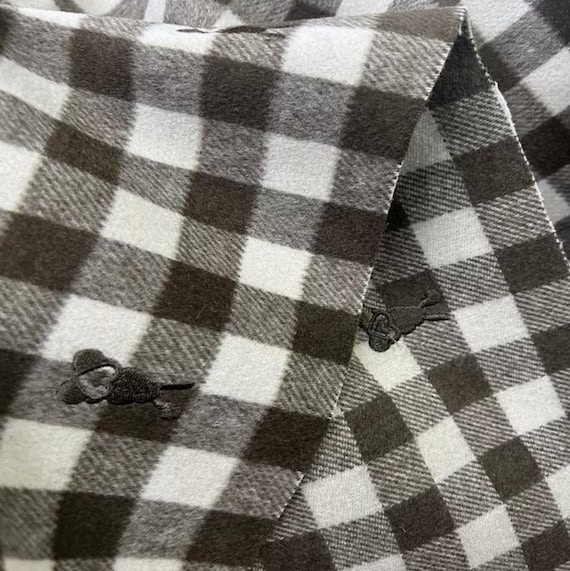 Embroidery Plaid Double Sided Wool fabric by the yard