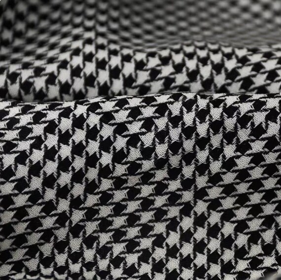 Houndstooth wool fabric by the yard