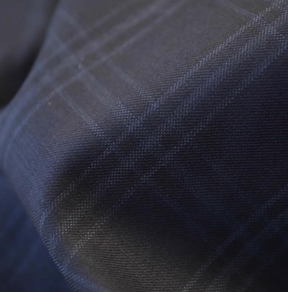 Plaid worsted wool fabric, grid gingham checkered wool fabric by the yard