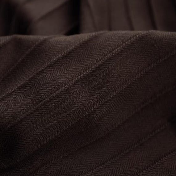 Striped Herringbone Worsted Wool fabric by the yard