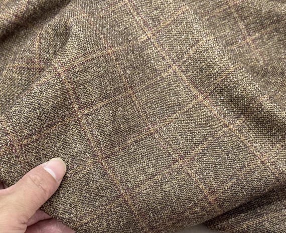 Plaid wool fabric by the yard