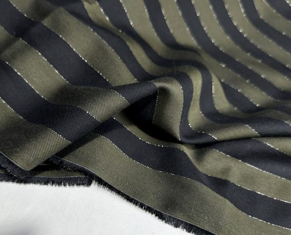 Striped tencel cotton fabric by the yard