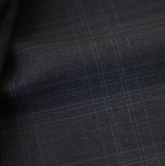 Plaid worsted wool fabric by the yard