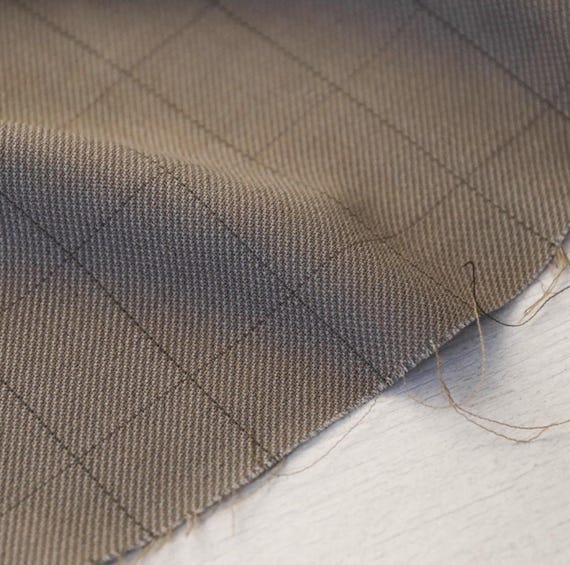 Plaid worsted wool fabric, grid gingham checkered wool fabric by the yard