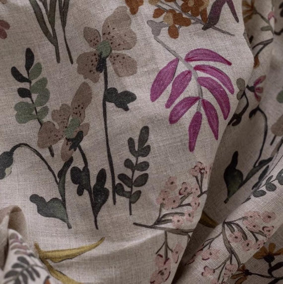 Print linen fabric by the yard