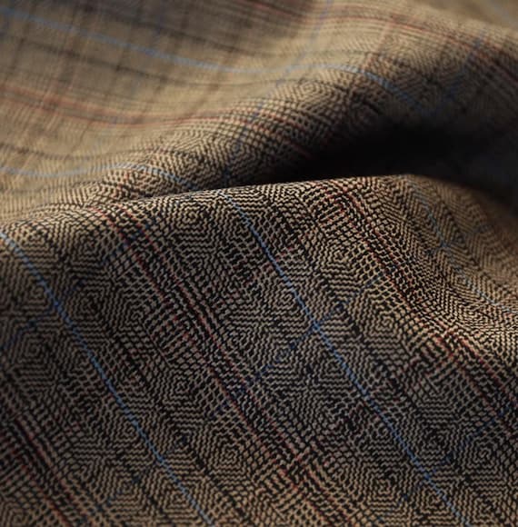 Plaid wool fabric by the yard