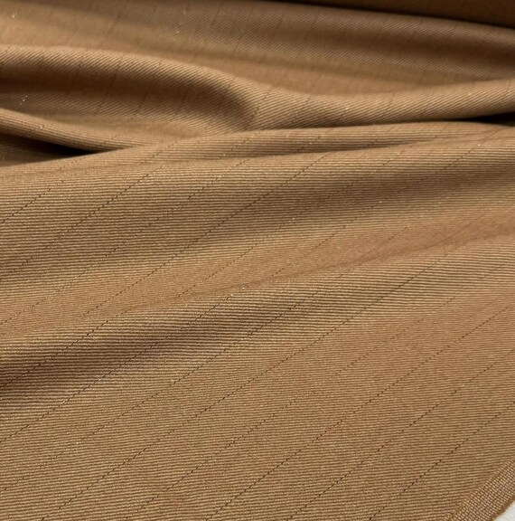 Striped metallic worsted wool fabric by the yard