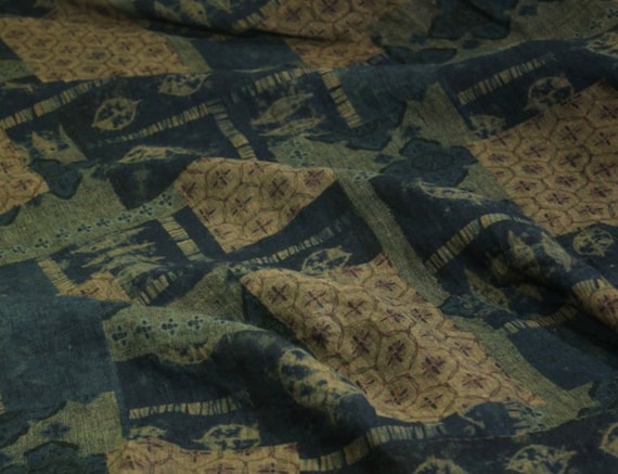 Print floral linen fabric by the yard