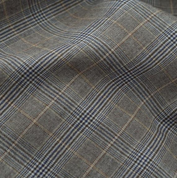 Plaid Worsted Wool Fabric, Gingham Checkered Fabric By The Yard
