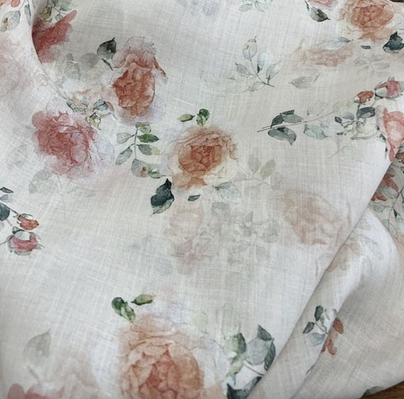 Print ramie fabric by the yard for blouses, dresses,  skirts, clothes fabric