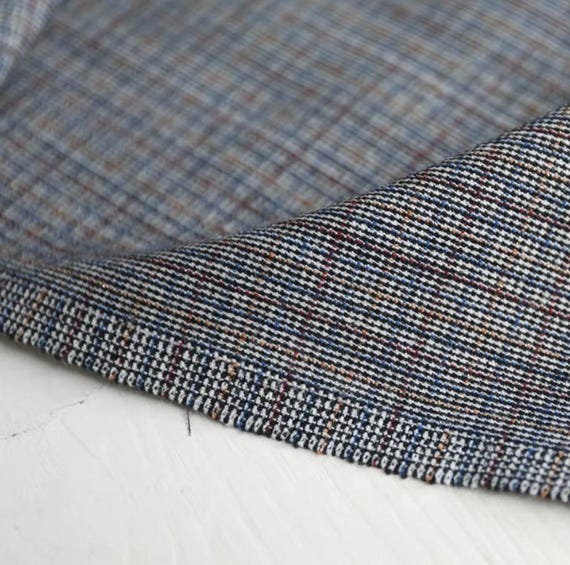 Plaid worsted wool fabric by the yard