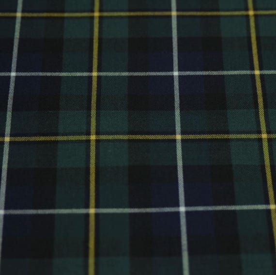 Plaid Worsted Wool fabric by the yard