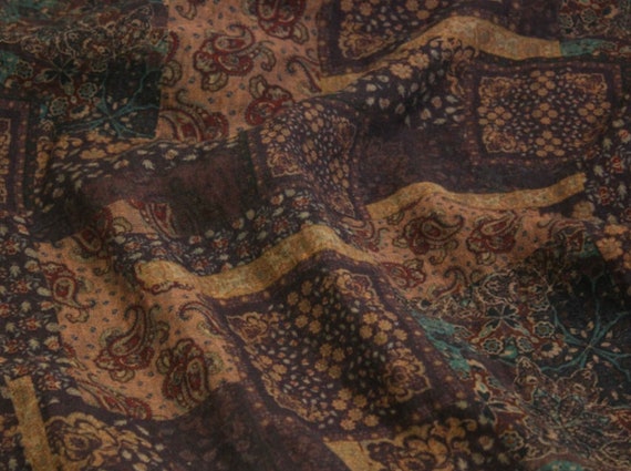 Print floral linen fabric by the yard