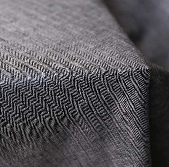 Herringbone linen fabric by the yard