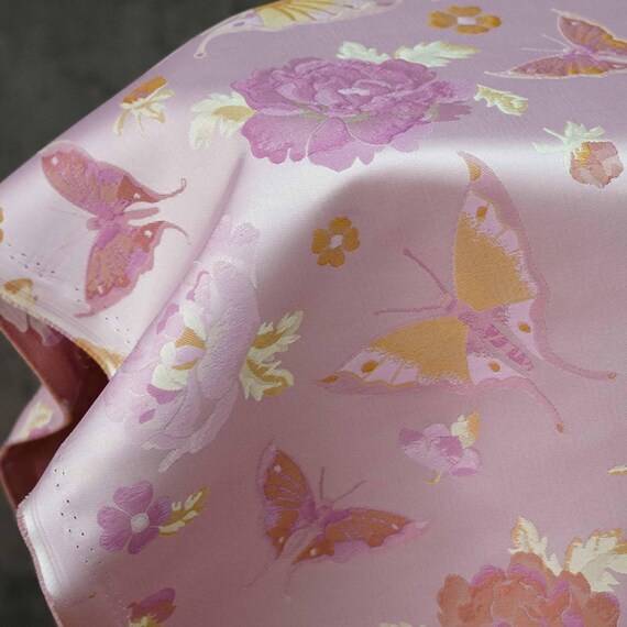 Butterfly Flowers Jacquard brocade fabric by the yard
