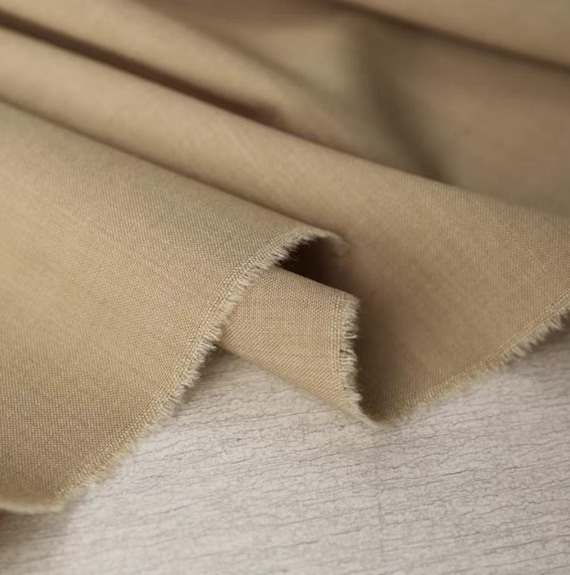 Beige Worsted Wool fabric by the yard SUITING Fabric