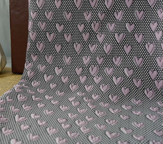 Jacquard heart fabric by the yard